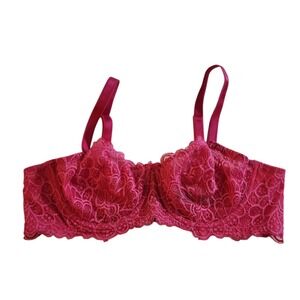Torrid Curve Pink Lace Unlined Balconette Bra Underwire 40B Magenta 148862
